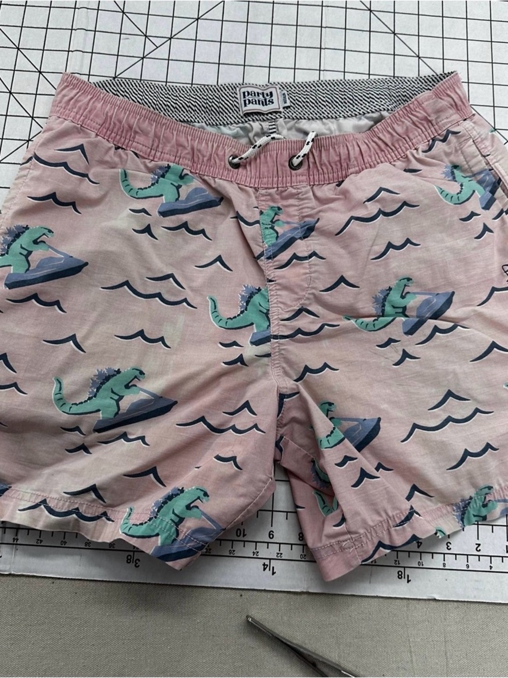 Party Pants Godzilla Jet ski sz medium swim shorts A44 - Picture 3 of 4